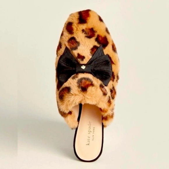 KATE SPADE Jocelyn Faux Leopard Fur Slippers Size 7 NWT - Picture 6 of 11